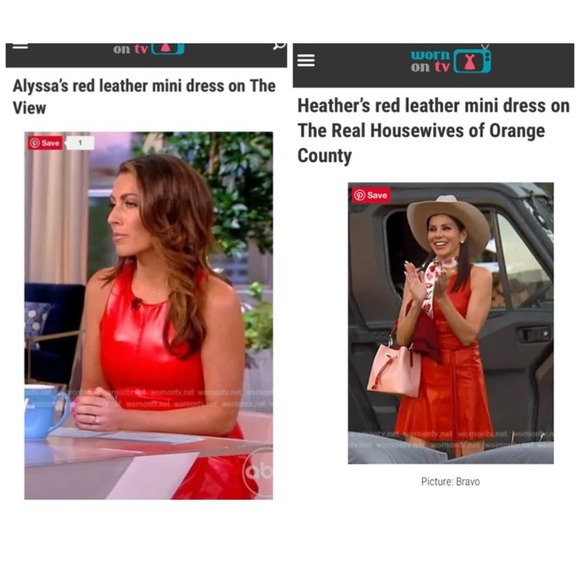 Alice + Olivia Leandra Red Vegan Leather Tie Waist Mini Dress - Picture 2 of 3